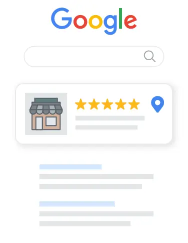 Illustratie van een lokaal bedrijf dat zichtbaar is in Google